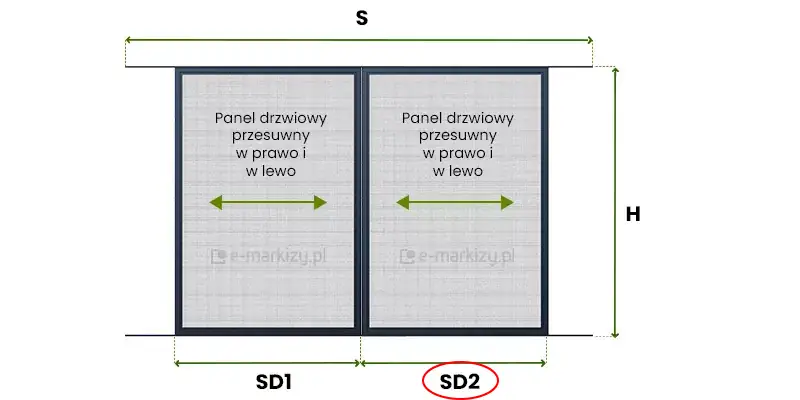 Wymiar drugiego skrzydła podwójnej moskitiery drzwiowej Solid