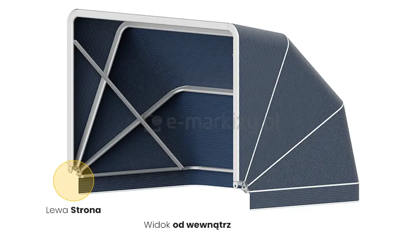 Markiza z systemem składania z lewej strony
