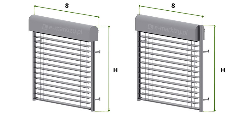 Pomiar żaluzji fasadowej z90 oval, żaluzje fasadowe selt pomiar, żaluzja fasadowa z90 w kasecie jak mierzyć