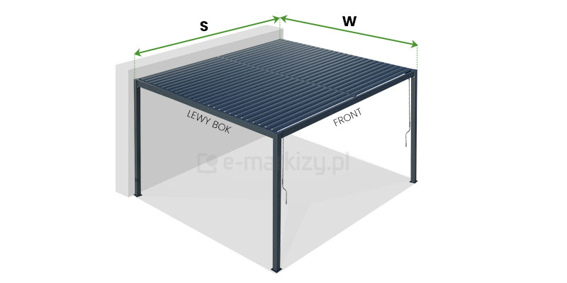 Pomiar pergoli tarasowej, pergola lamelowa wymiarowanie, jak mierzyć pergolę tarasową z lamelami