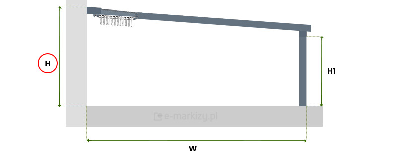 Pomiar wysokości pergoli aluminiowej, pergola aluminiowa wysokość podpory, podpora pergoli wymiary