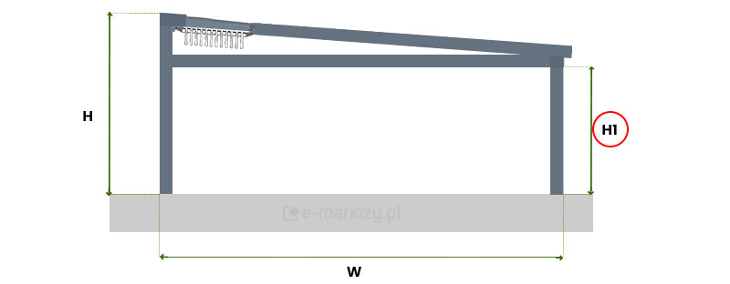 Pomiar wysokości pergoli aluminiowej, pergola aluminiowa wysokość podpory, podpora pergoli wymiary