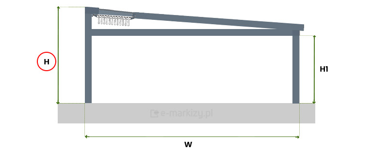 Pomiar wysokości pergoli aluminiowej, pergola aluminiowa wysokość podpory, podpora pergoli wymiary