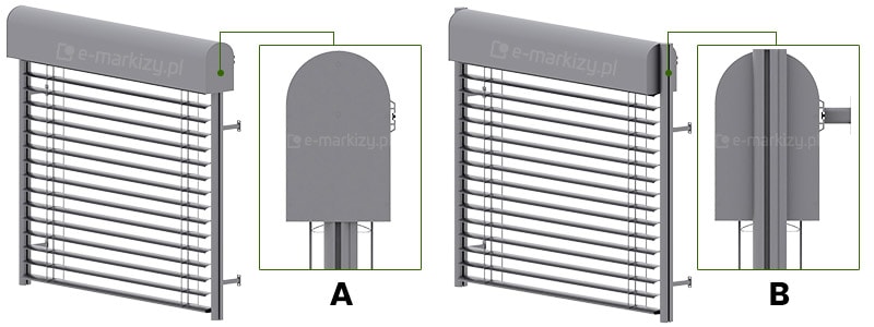 żaluzja fasadowa c80 oval sposoby montażu prowadnic, montaż prowadnic c80 oval