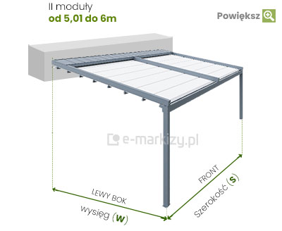 Pergola moderno przyścienna wymiarowanie, pomiar pergoli przyściennej, instrukcja pomiaru pergoli tarasowej