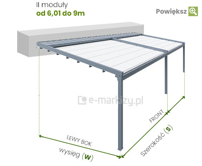 Pergola przyścienna moderno wymiarowanie, pomiar pergoli aluminiowej, instrukcja pomiaru pergoli aluminiowej